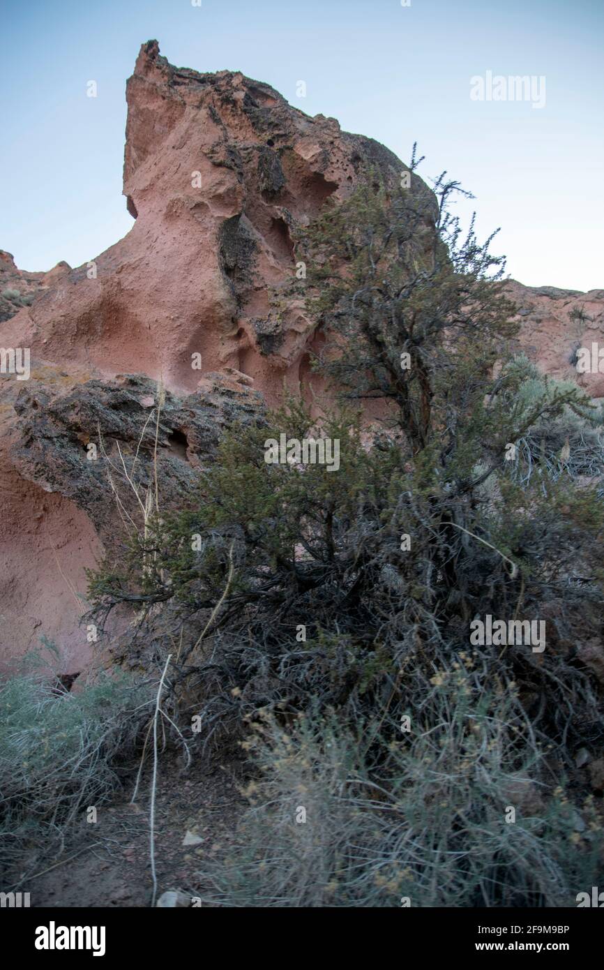 Il Chidago Canyon è un canyon vulcanico naturale della contea di Mono, California, USA, abbastanza largo da consentire il passaggio di un veicolo alla volta. Foto Stock