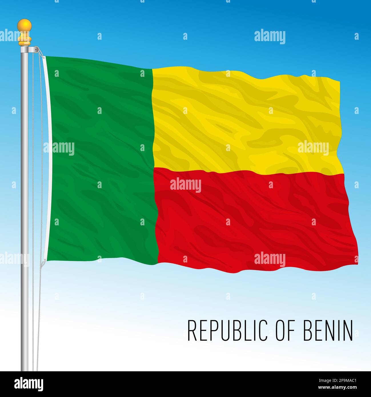 Bandiera nazionale ufficiale del Benin, paese africano, illustrazione vettoriale Illustrazione Vettoriale