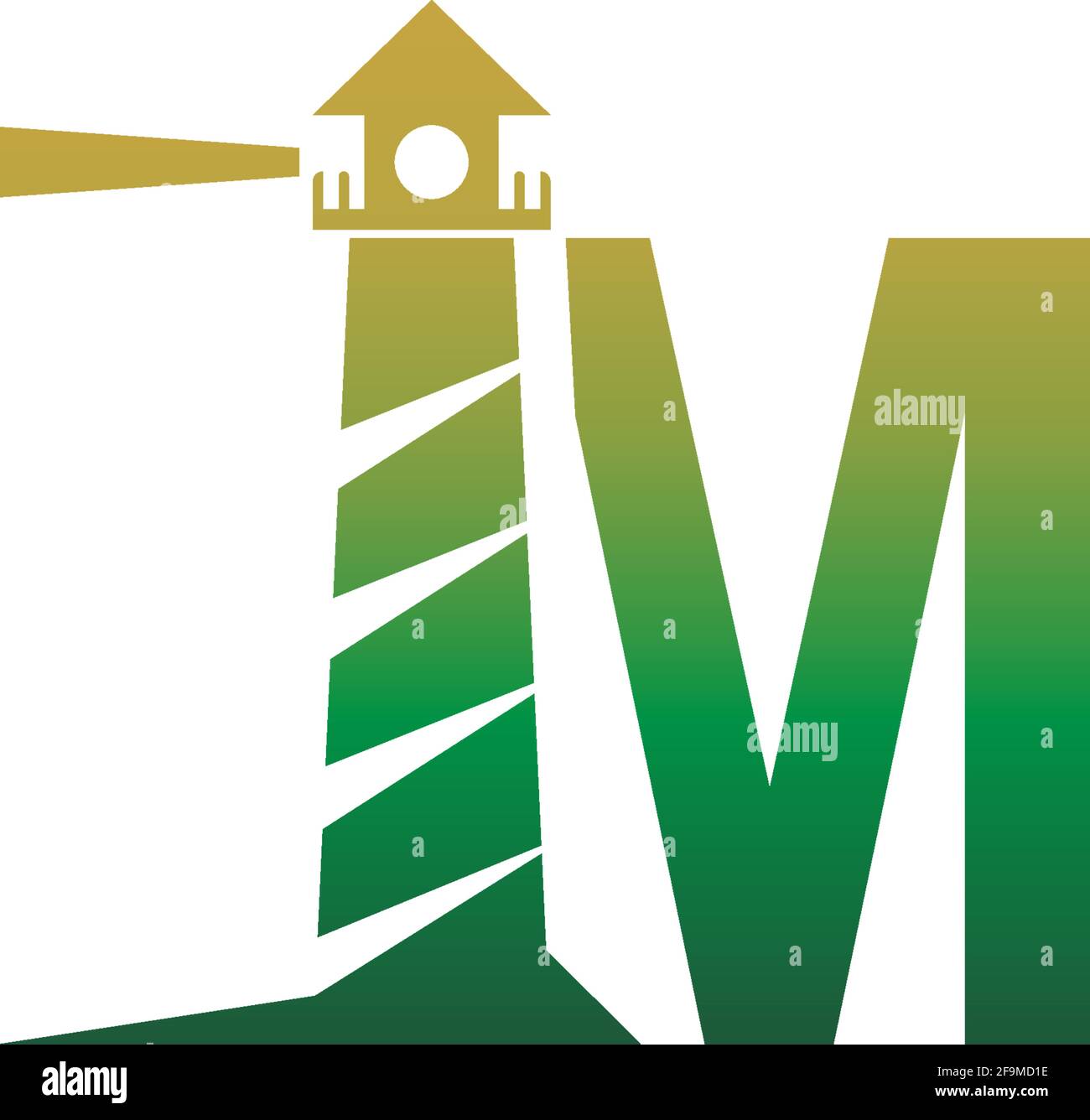 Lettera M con icona faro logo disegno modello vettore Illustrazione Vettoriale