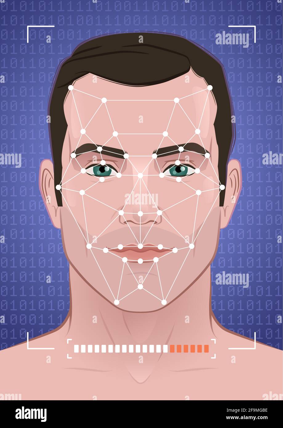 Riconoscimento facciale biometrico Illustrazione Vettoriale