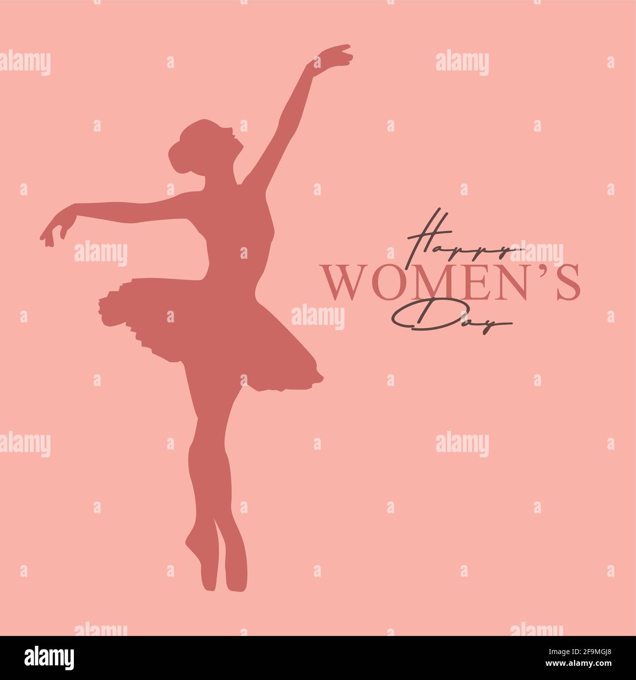 International Women`s giorno sfondo con ballerina ragazza vettore piatto illustrazione minimalista. Donna Day flat design con balli donna ballerina s Illustrazione Vettoriale