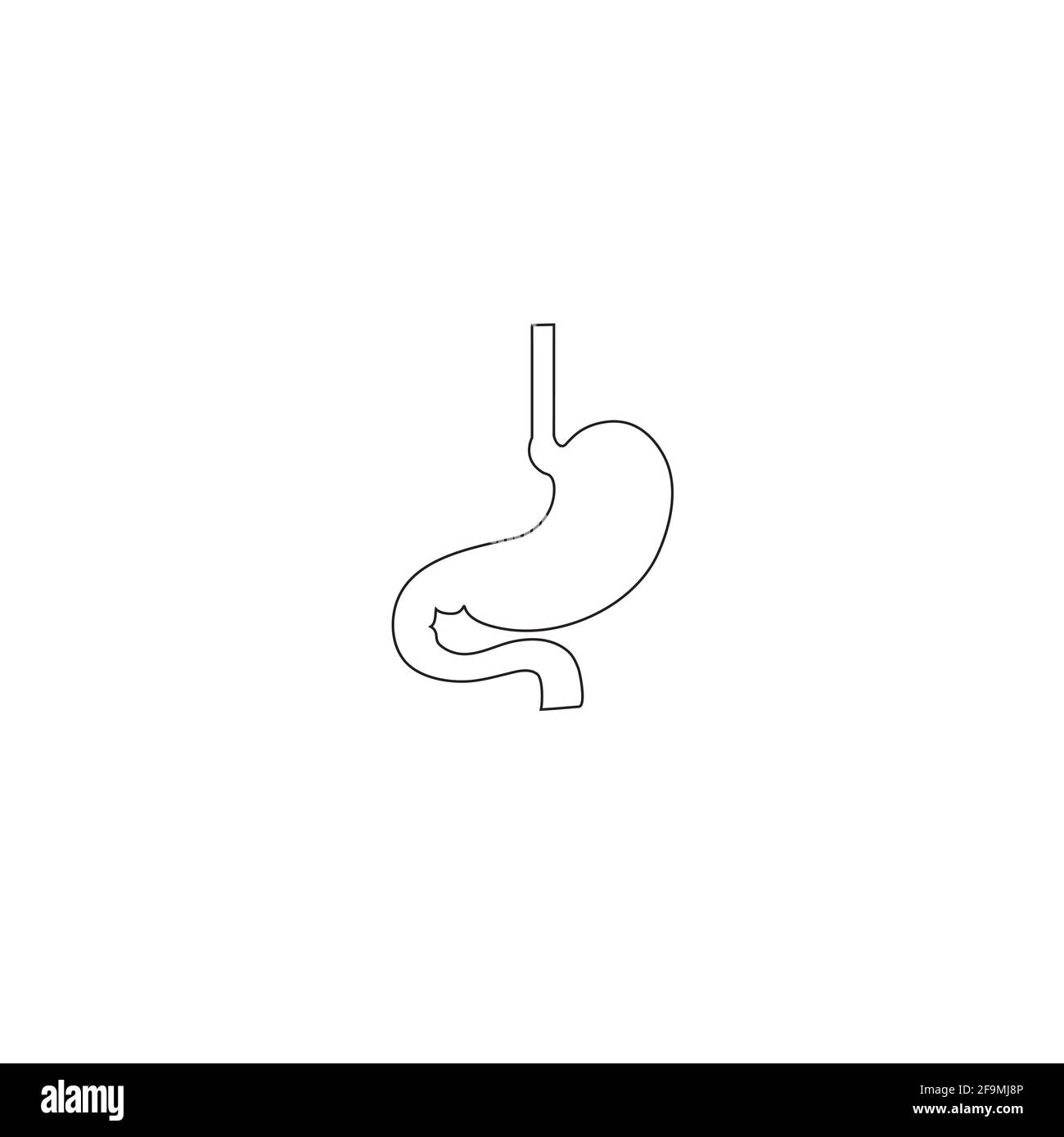 Vettore icona linea gastrica umana moderna e minimalista. Semplice segno gastrico per anatomia umana, concetto medico o sanitario. Contorno del simbolo dell'organo dello stomaco Illustrazione Vettoriale