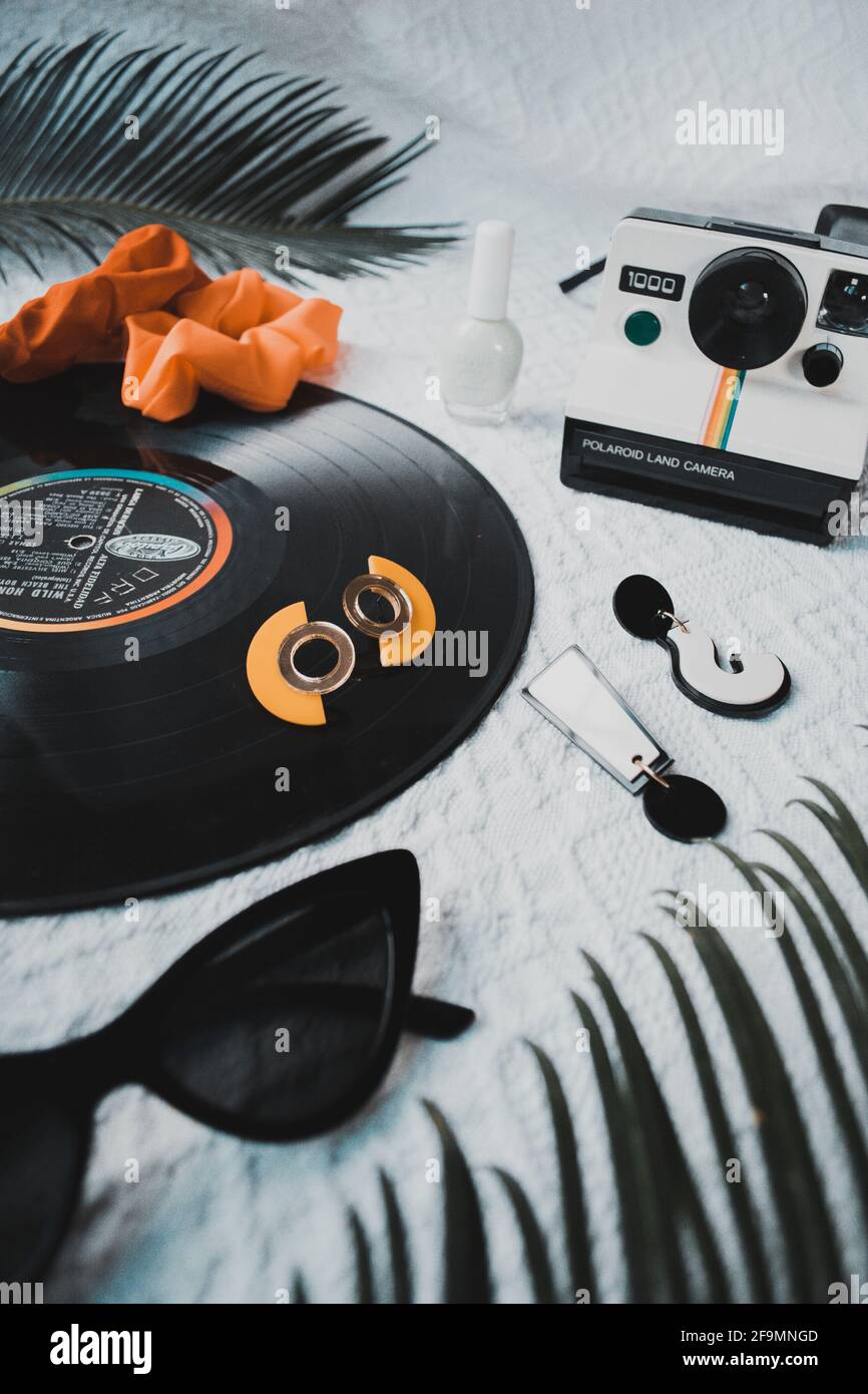Design e moda Flat Lay camera Foto Stock