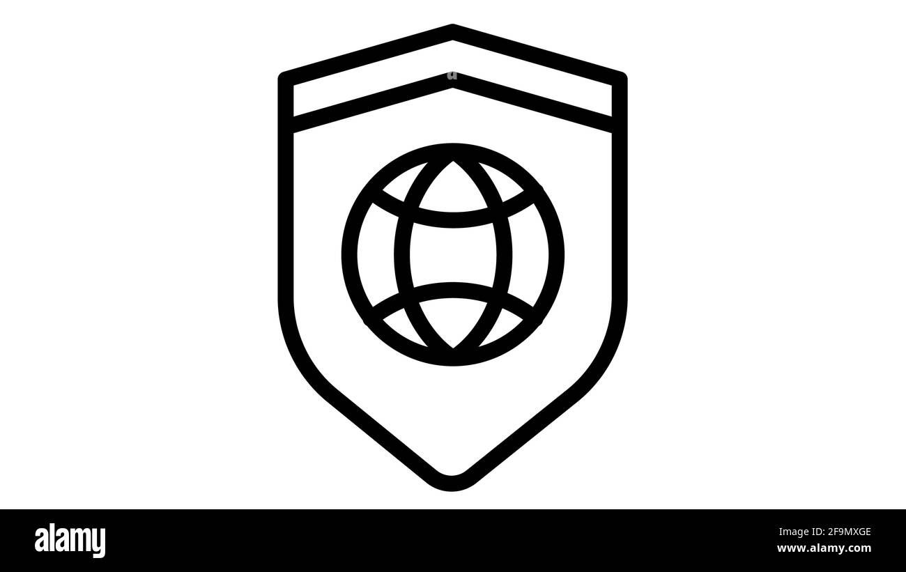 sicurezza vpn internet sicuro singola icona isolata con stile outline illustrazione grafica vettoriale Foto Stock