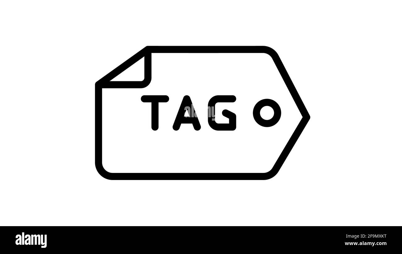 tag tagging seo parola chiave singola icona isolata con stile contorno illustrazione grafica vettoriale Foto Stock