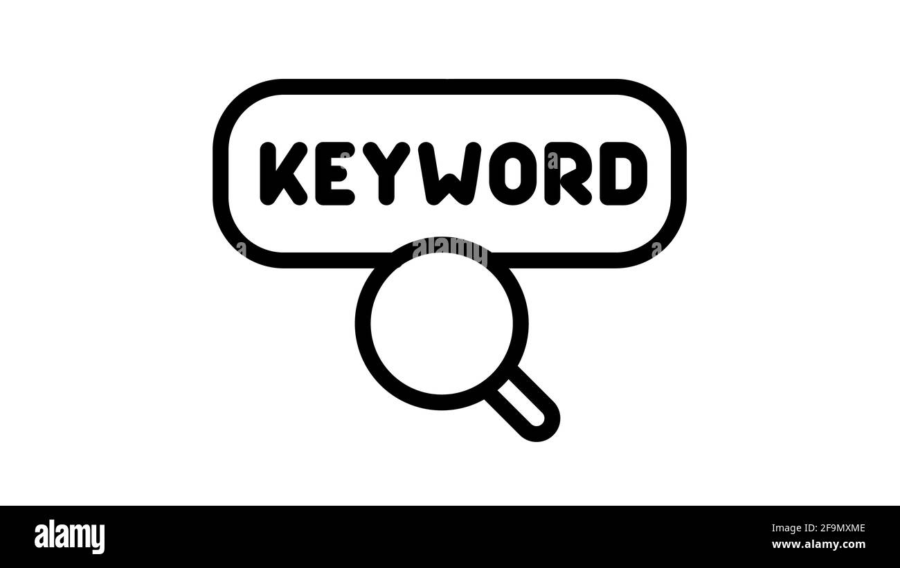parola chiave trova ricerca seo singola icona isolata con stile contorno illustrazione grafica vettoriale Foto Stock