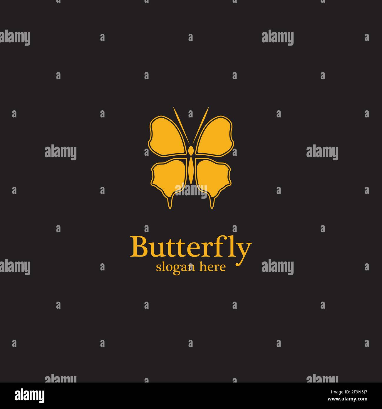 Logo Golden Butterfly. Logotipo reale della farfalla Illustrazione Vettoriale