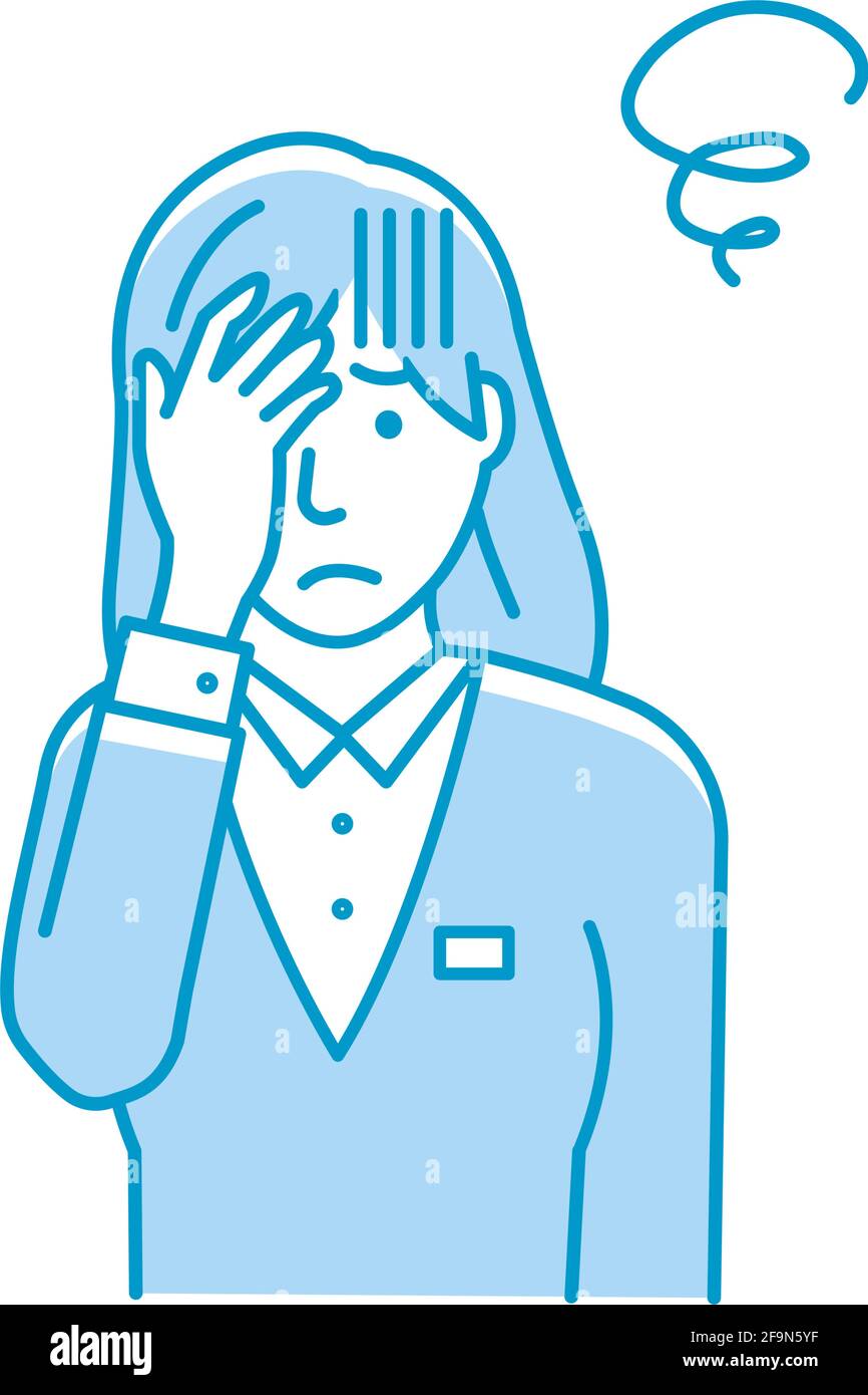 Illustrazione vettoriale di una giovane donna d'affari che stringe la testa ( OH mio dio, mal di testa ) Illustrazione Vettoriale