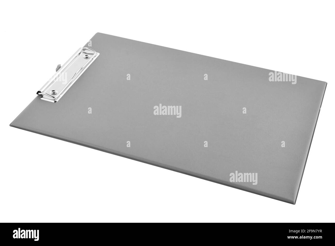 Clipboard - clipboard in plastica grigia o scheda di scrittura isolata sfondo bianco Foto Stock