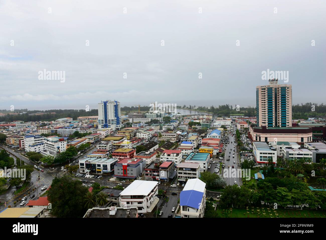 Una vista di Miri, Sarawak, Malesia. Foto Stock