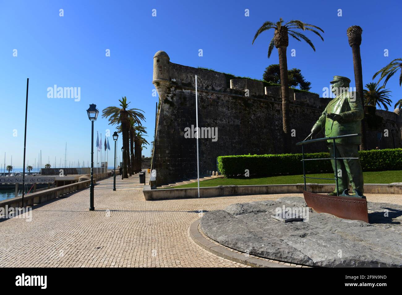 Statua di Dom Carlos i a Cascais, Portogallo. Foto Stock