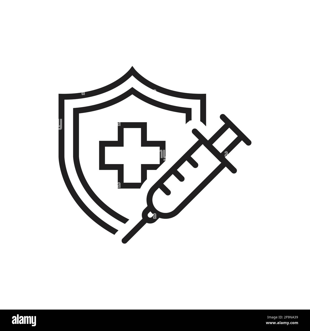 Icona vaccino medico simbolo siringa vettore medico per la grafica, logo, sito web, social media, app mobile, illustrazione Illustrazione Vettoriale