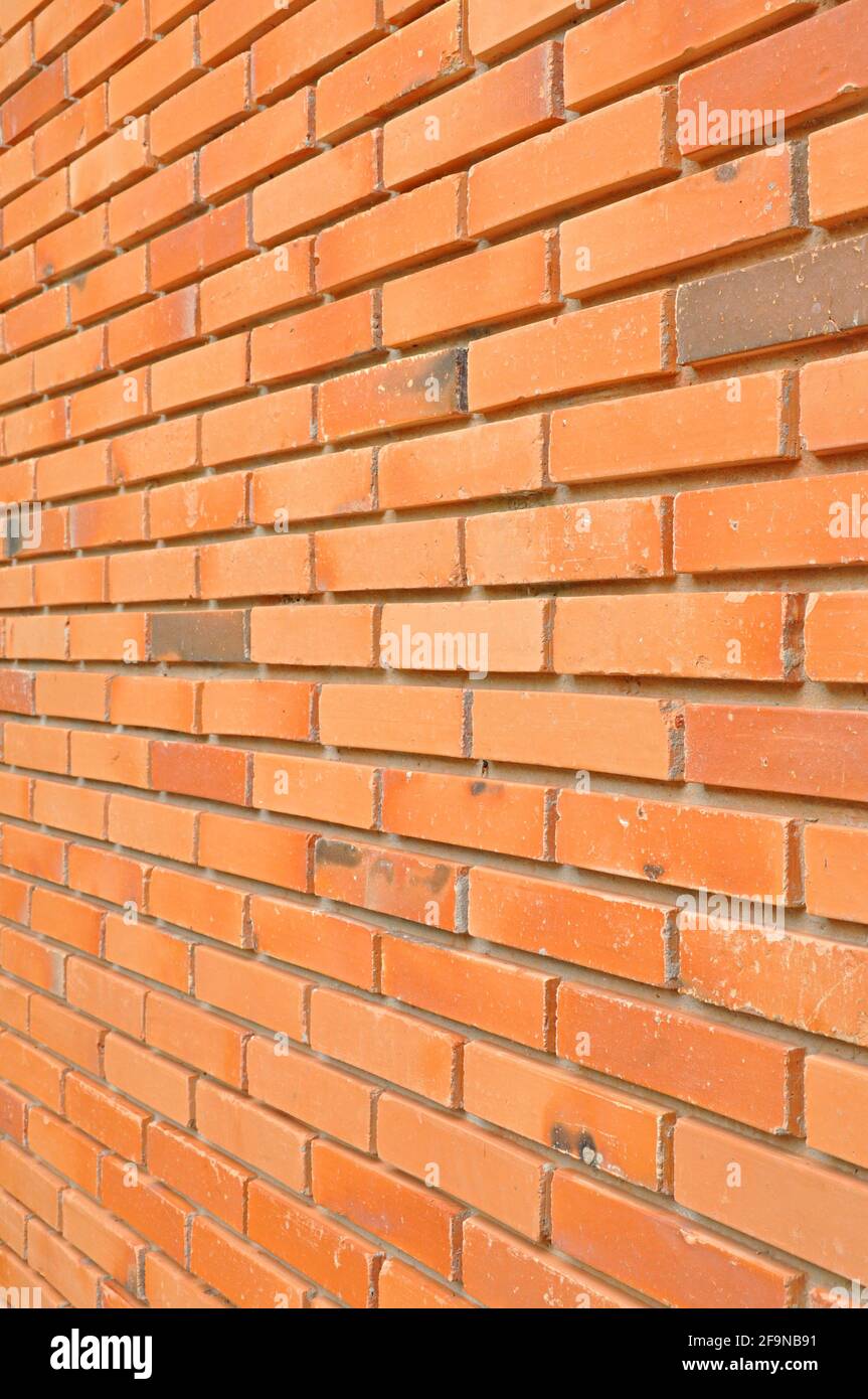 Sfondo texture muratura in mattoni - vista laterale Foto Stock