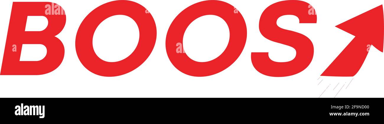 un disegno di logo per la parola boost in un generico stile tipografico Illustrazione Vettoriale