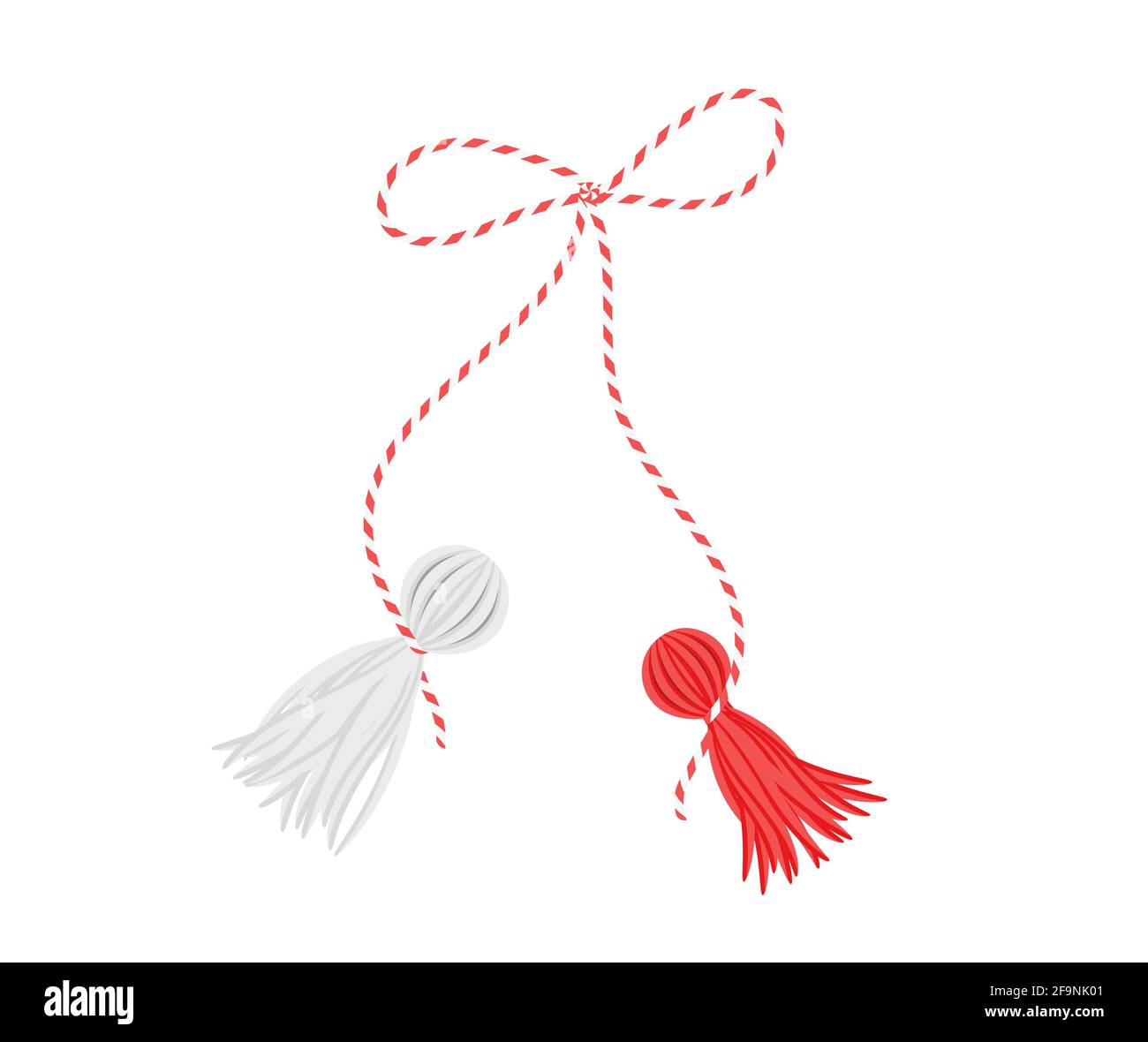 Marista talismano primaverile. Amuleto rumeno tradizionale con filo di figurine rosso e bianco legato. Illustrazione Vettoriale