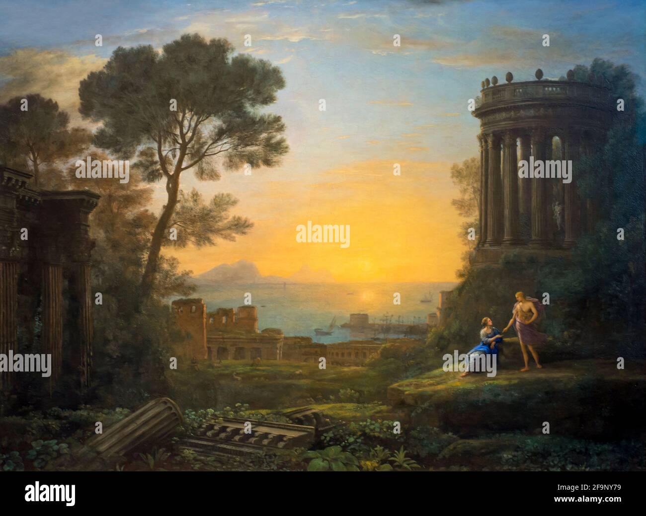 Paesaggio costiero con Apollo e il Cumean Sybil, Claude Lorrain, 1665, Foto Stock