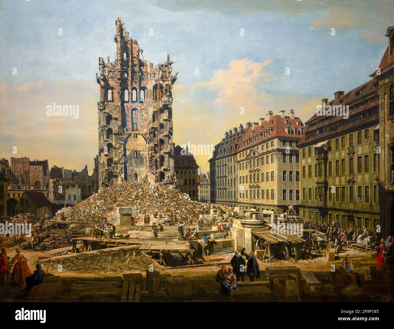 Le rovine del Kreuzkirche di Dresda, Bernardo Bellotto, 1765, Foto Stock