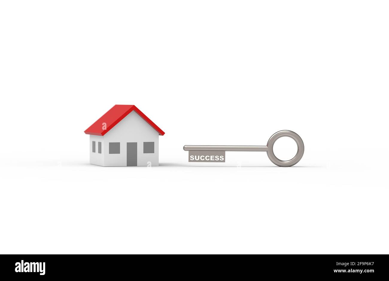 La chiave a successo nell'acquisto della sede. Illustrazione 3D. Foto Stock