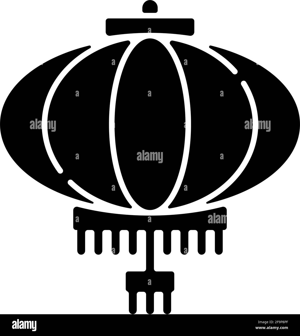 Lanterna cinese glifo nero icona Illustrazione Vettoriale