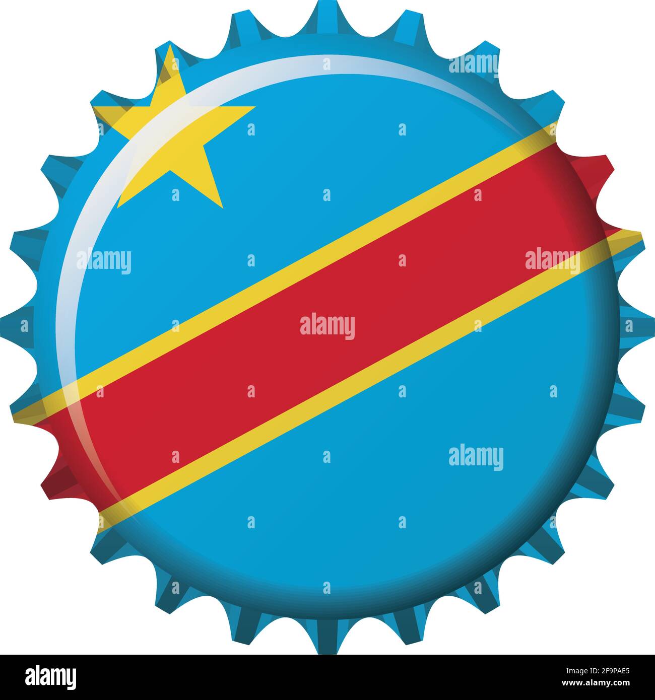Bandiera nazionale della Repubblica Democratica del Congo con tappo in bottiglia. Illustrazione vettoriale Illustrazione Vettoriale
