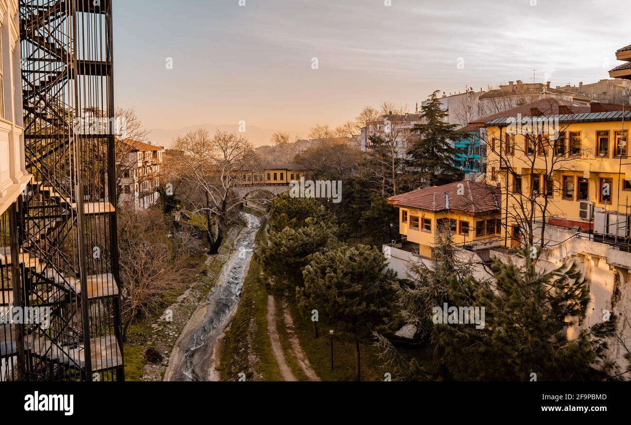 Tradizionale architettura ottomana nella città di Bursa, Turchia Foto Stock