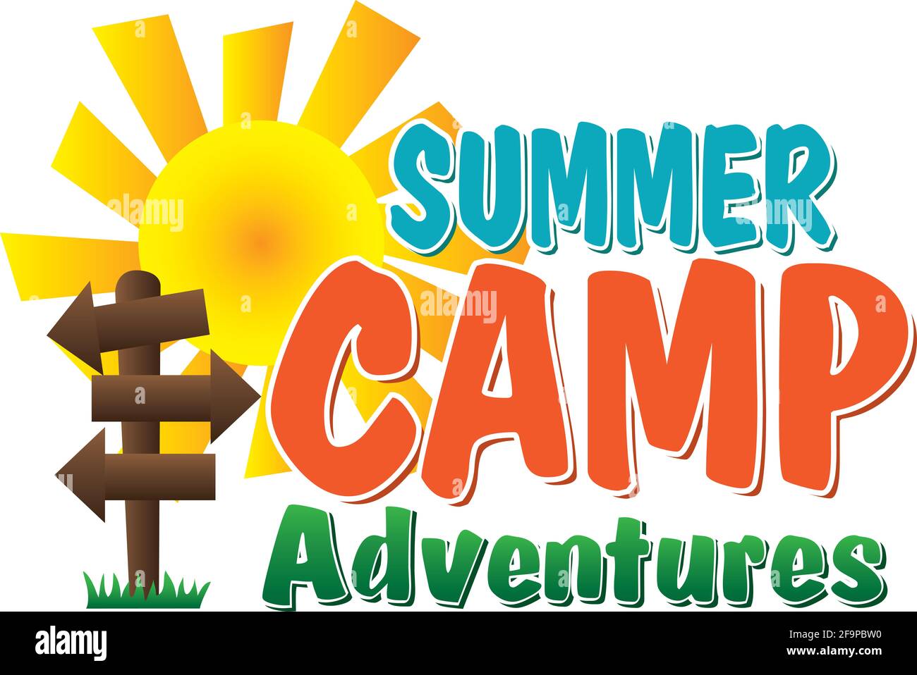 Summer Camp Adventures Logo segni vuoti da compilare con le tue avventure in campo Foto Stock