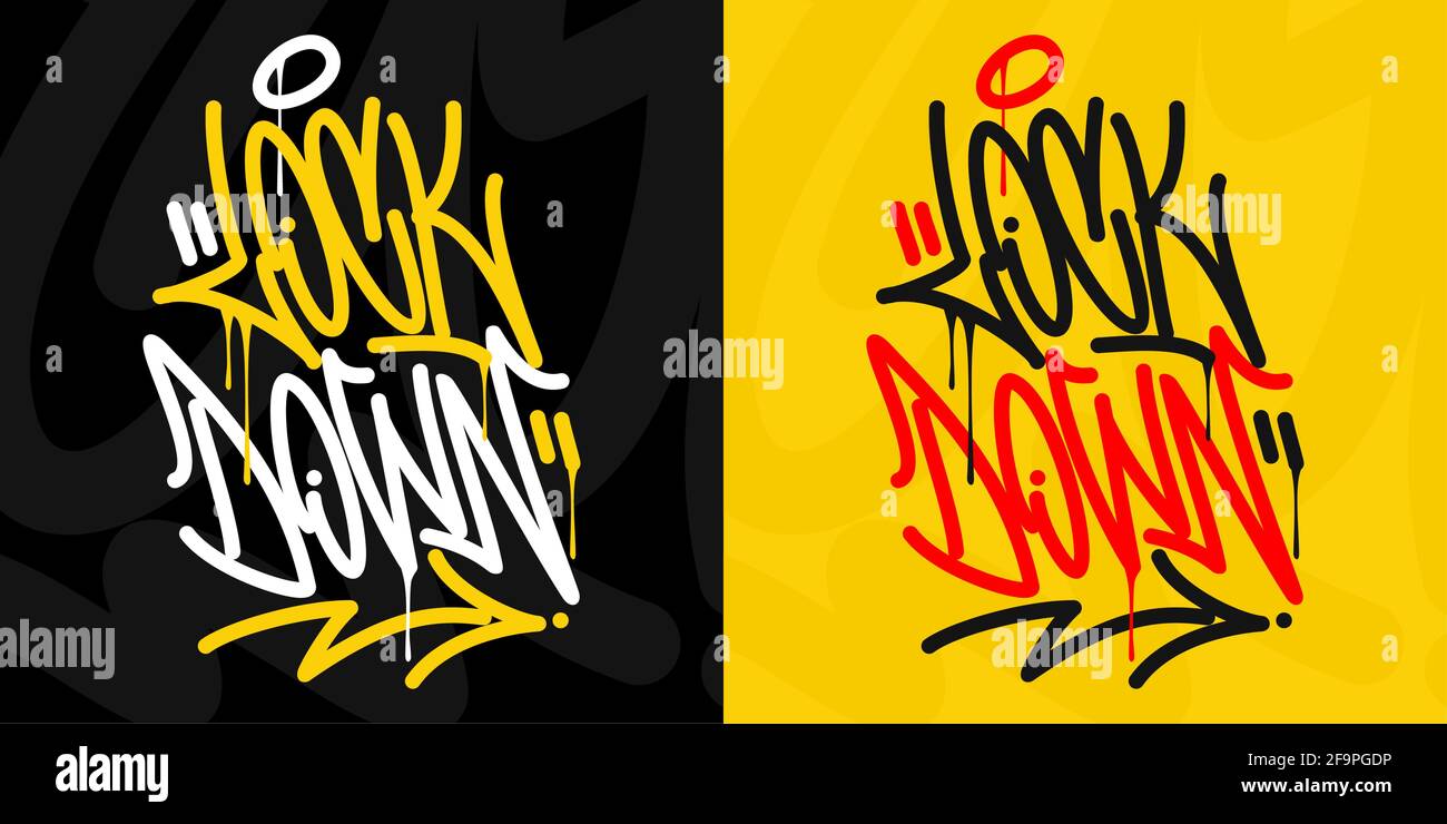 Lock down Hip Hop Urban mano scritta Graffiti stile Vector Illustrazione Calligraphy Illustrazione Vettoriale