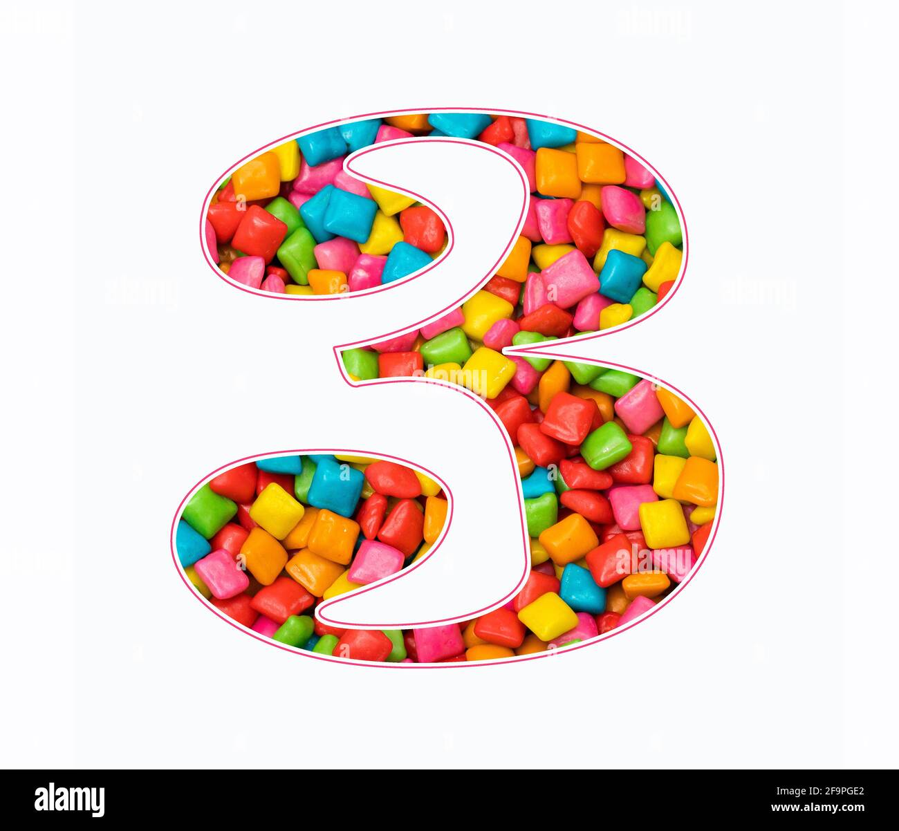 Numero digitale 3 - Gum. Cupola mini colorata Foto Stock
