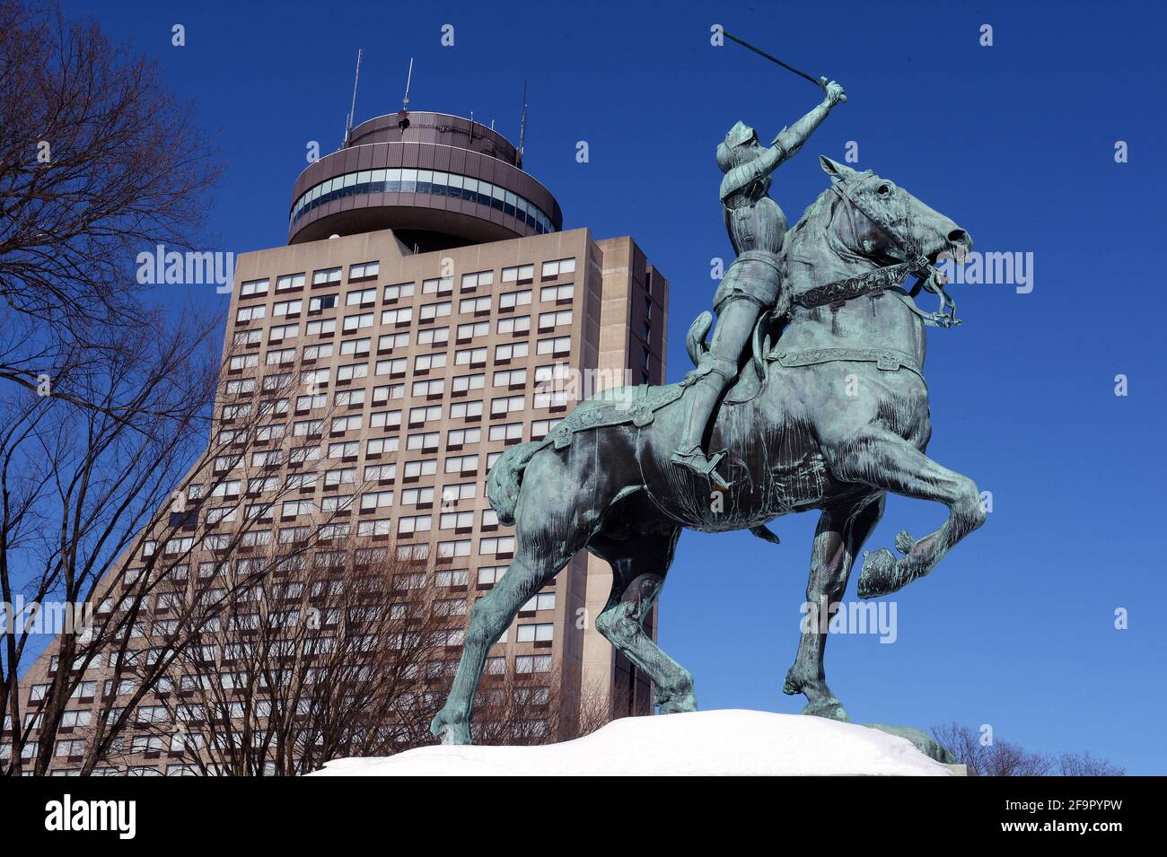 Statua di Giovanna d'Arco ( Jeanne d'Arc ) Nella città di Quebec Foto Stock