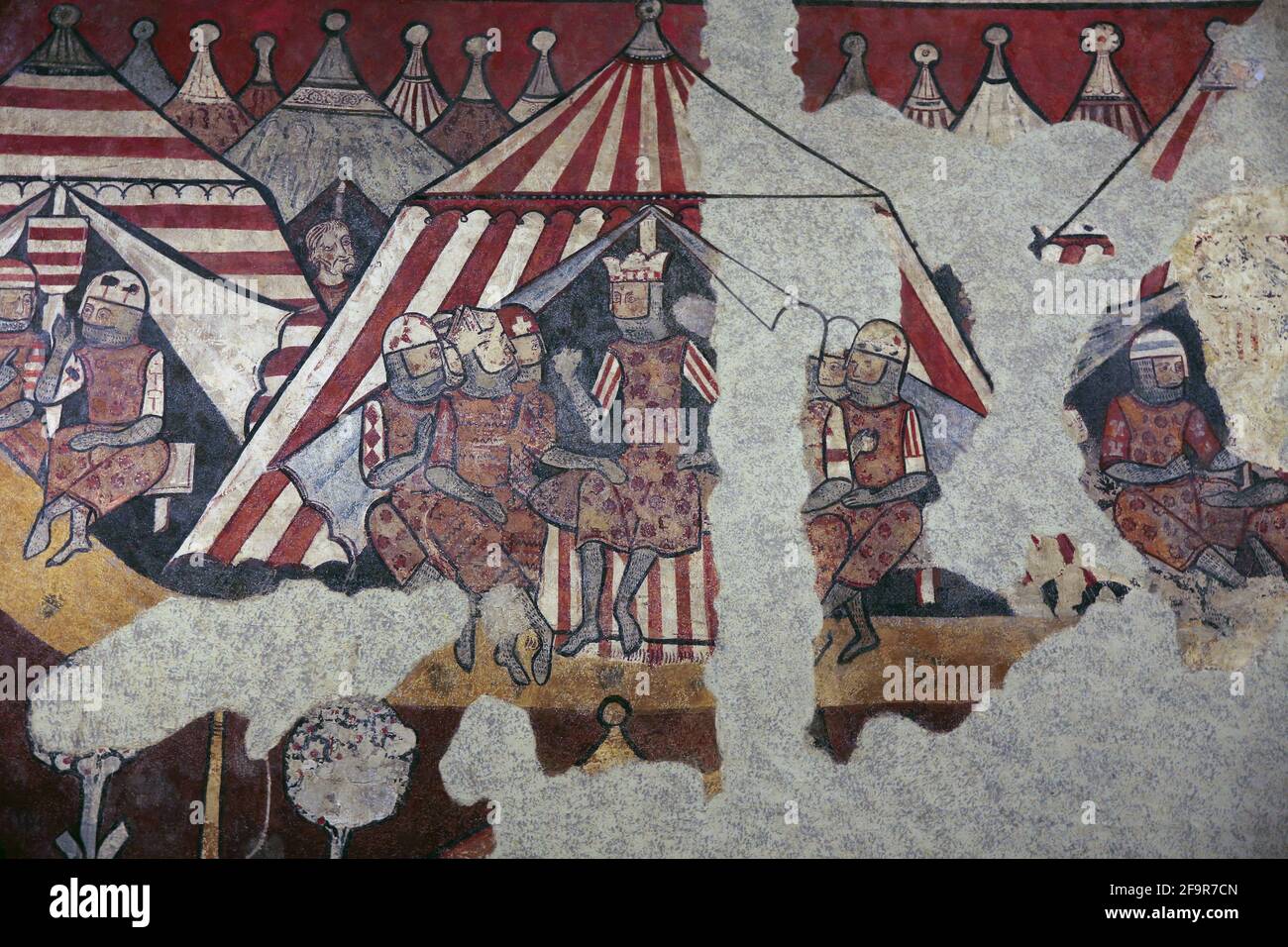 Dipinti di conquista di Maiorca, 1285-90. Palazzo Berenguer Aguilar, Barcellona. Campo reale con James I. Museo Nazionale d'Arte della Catalogna. Barcellona. Foto Stock