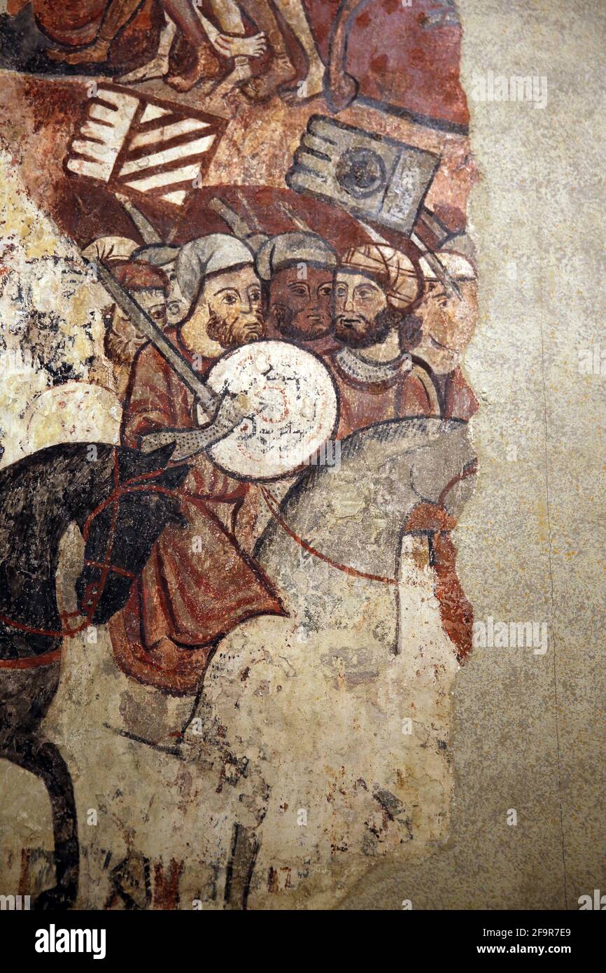 Dipinti di conquista di Maiorca, 1285-90. Musulmani. Palazzo Berenguer Aguilar, Barcellona. Museo Nazionale d'Arte della Catalogna. Barcellona. Catalogna. Spagna Foto Stock