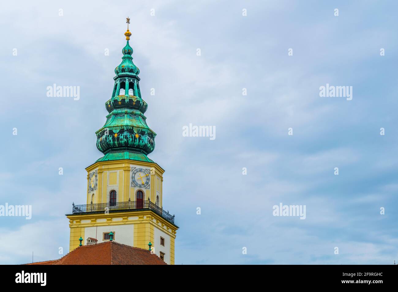 Vista di una torre del palazzo arcivescovile´s a Kromeriz, repubblica Ceca. Foto Stock