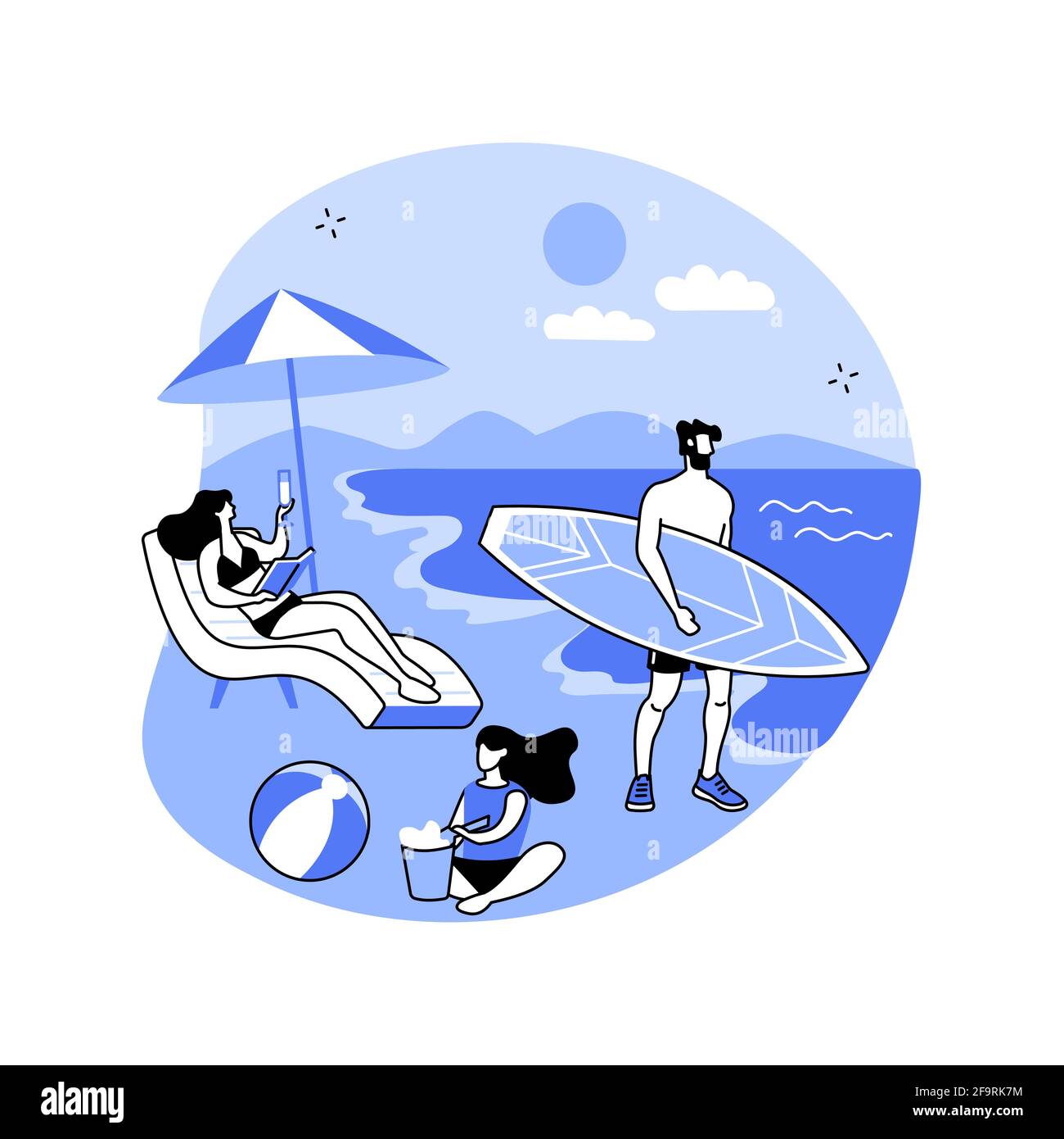 Summer Beach attività astratta concetto di illustrazione vettoriale. Illustrazione Vettoriale