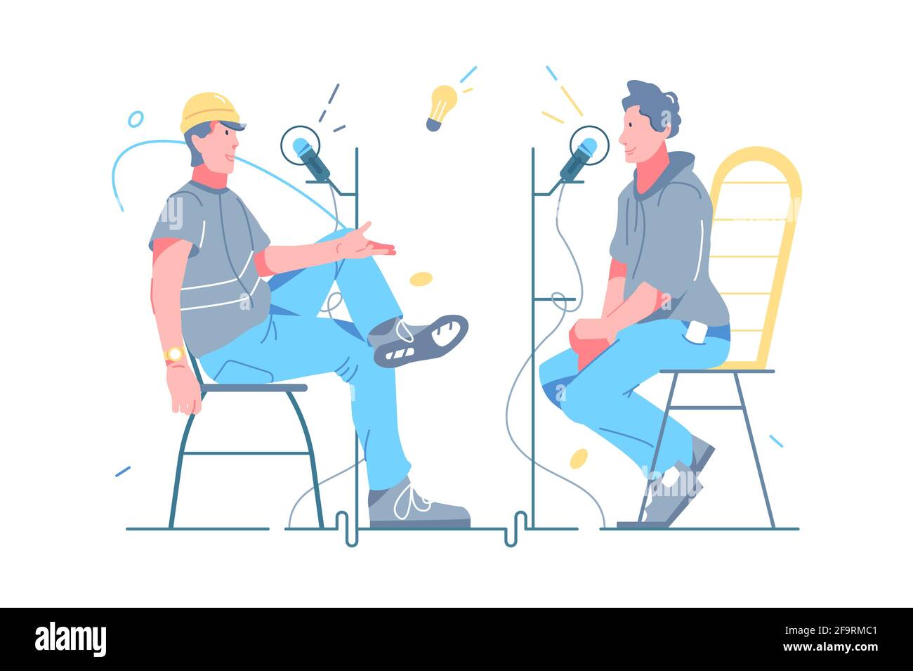 Persona radio host intervistare ospite Illustrazione Vettoriale