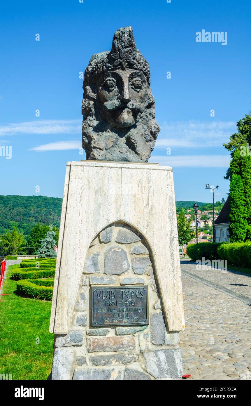 Scultura del Vlad III, Principe di Wallachia (1431-1476/77), noto anche come Vlad Dracula. Foto Stock