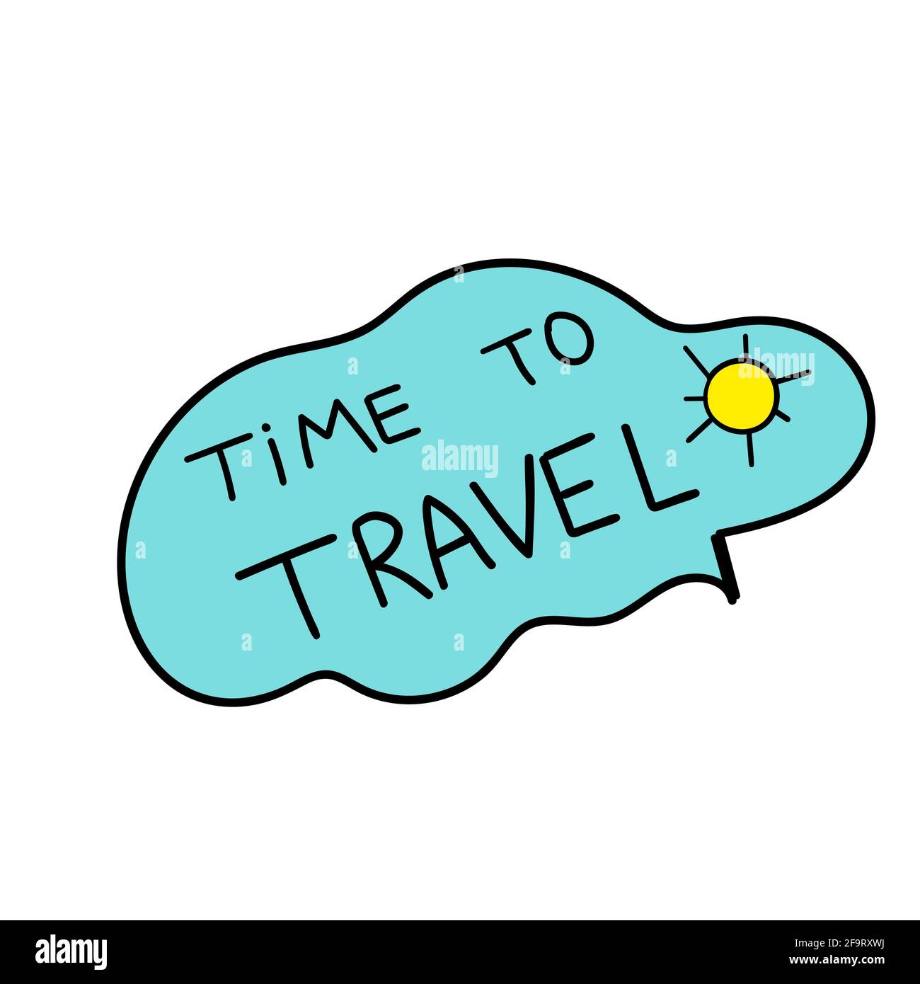 Time to Travel doodle lettering Poster vettore Illustrazione Vettoriale
