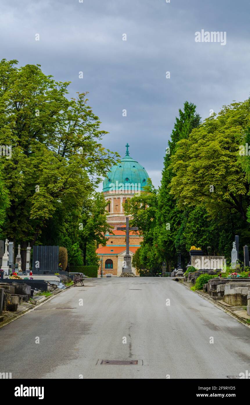 Zagabria cimitero mirogoj architettura monumentale, Croazia Foto Stock