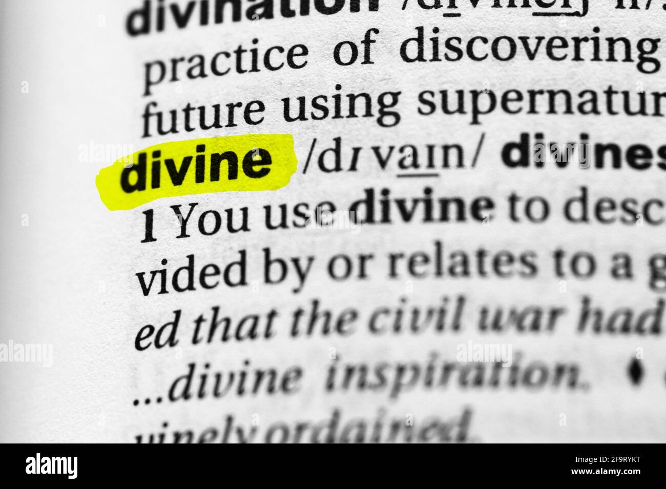 Parola evidenziata concetto divino e significato. Foto Stock