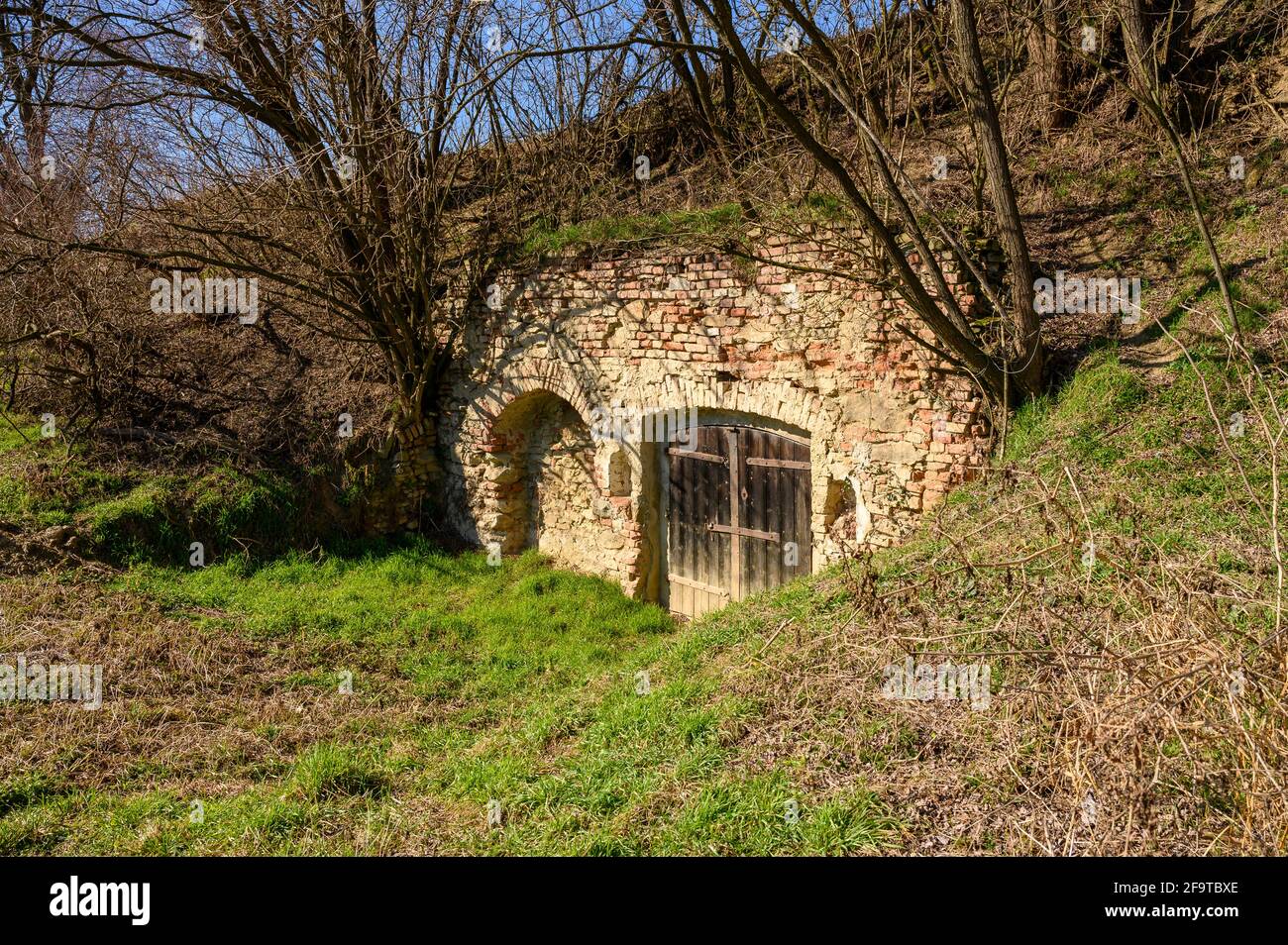 Una tipica cantina di vini nel Weinviertel bassa austriaca. Foto Stock