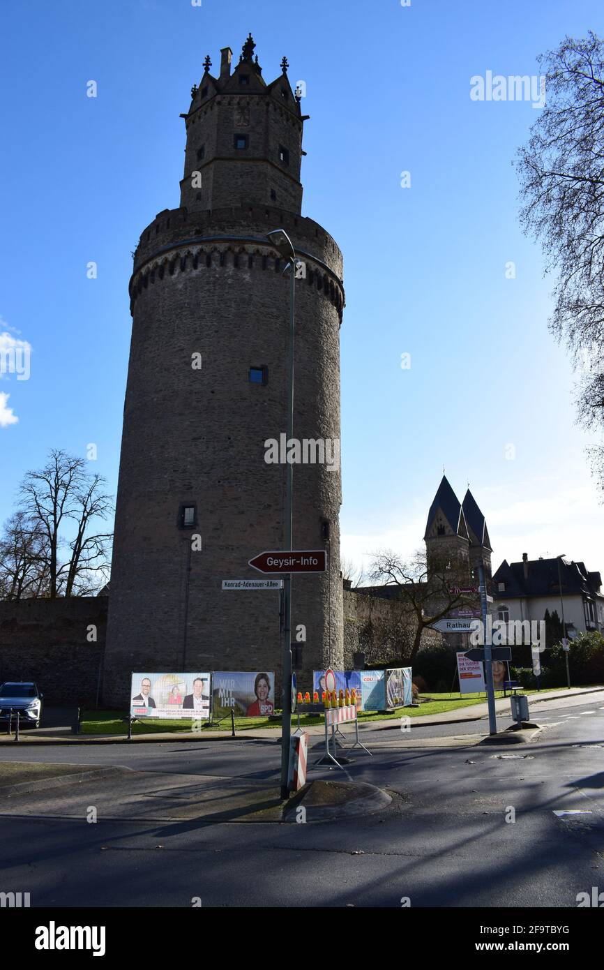 Runder Turm Andernach durante le elezioni stagione 2021 febbraio Foto Stock
