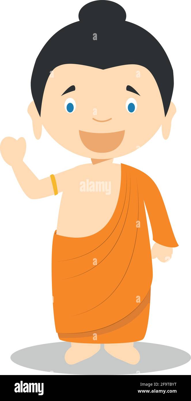 Personaggio dei cartoni animati Siddhartha Gautama. Illustrazione vettoriale. Collezione Storia bambini. Illustrazione Vettoriale