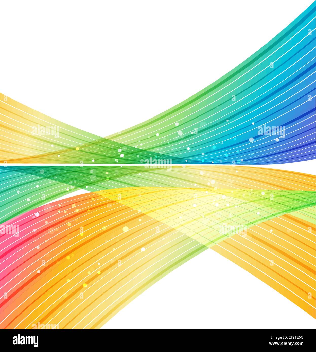 Curve colorate astratte su sfondo bianco, onde arcobaleno, linee curve, layout per documento, linee colorate a strisce Illustrazione Vettoriale