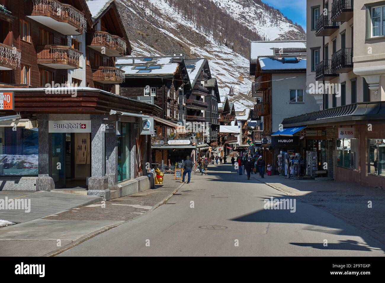 Strade di Zermatt, Svizzera Foto Stock
