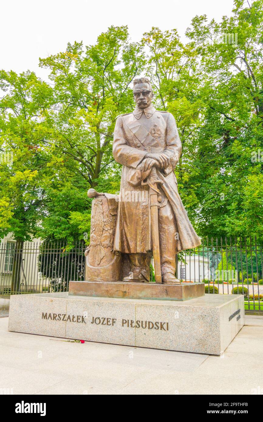 Statua del maresciallo Jozef Pilsudski a Varsavia, Polonia Foto Stock
