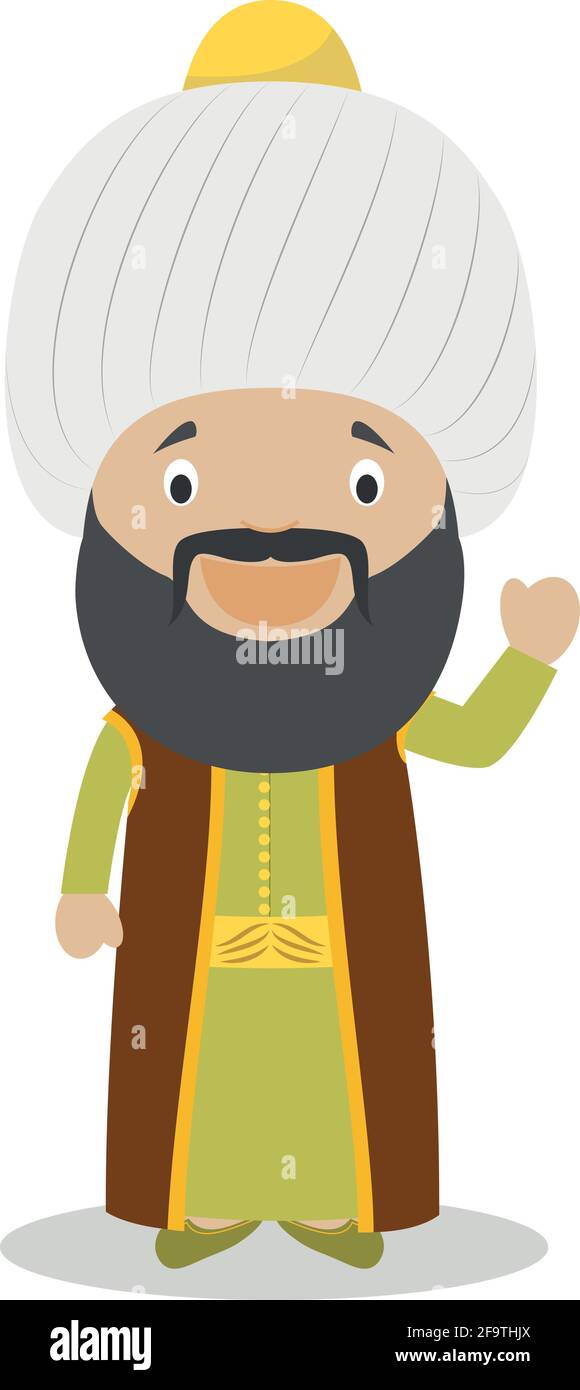 Sultan Otman i personaggio cartoon. Illustrazione vettoriale. Collezione Storia bambini. Illustrazione Vettoriale
