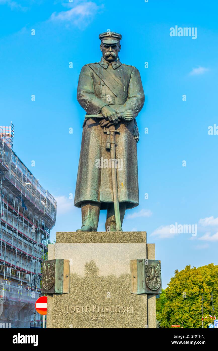 Statua del maresciallo Jozef Pilsudski a Varsavia, Polonia Foto Stock