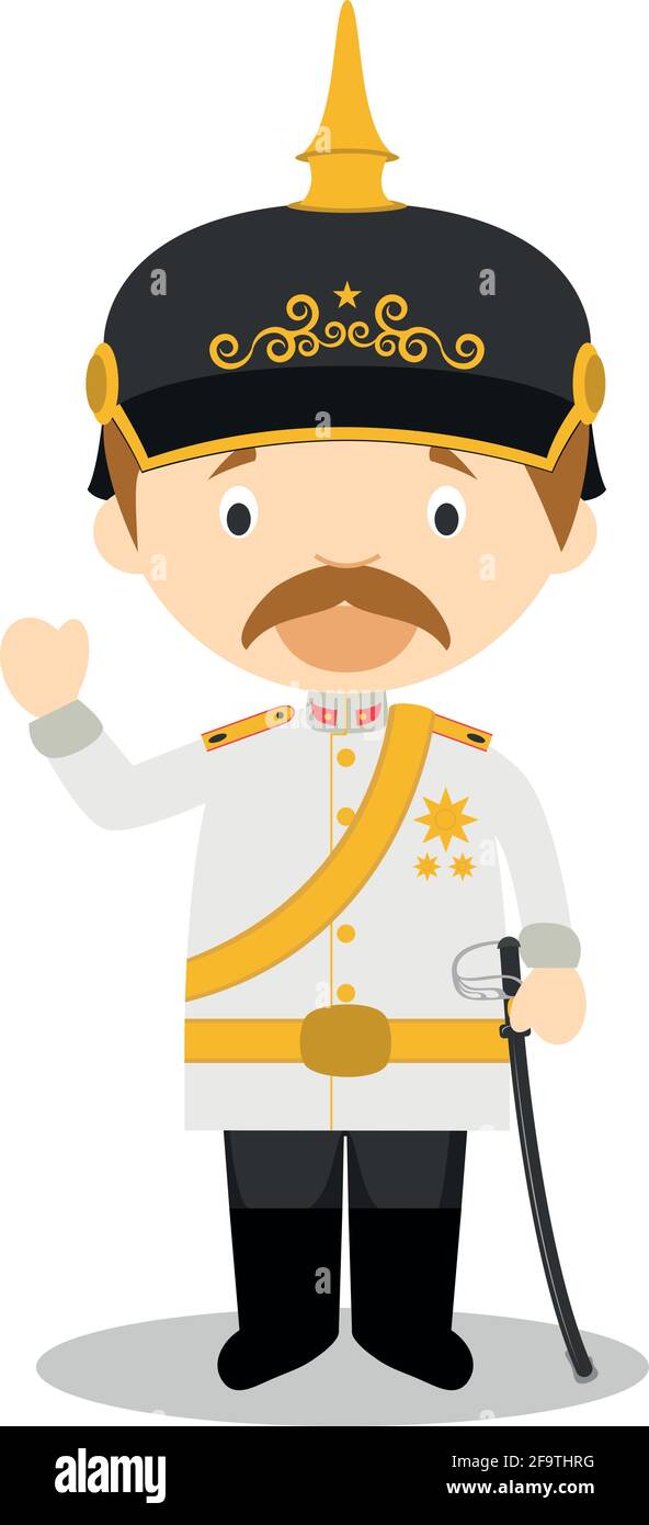 Otto von Bismarck personaggio cartoon. Illustrazione vettoriale. Collezione Storia bambini. Illustrazione Vettoriale