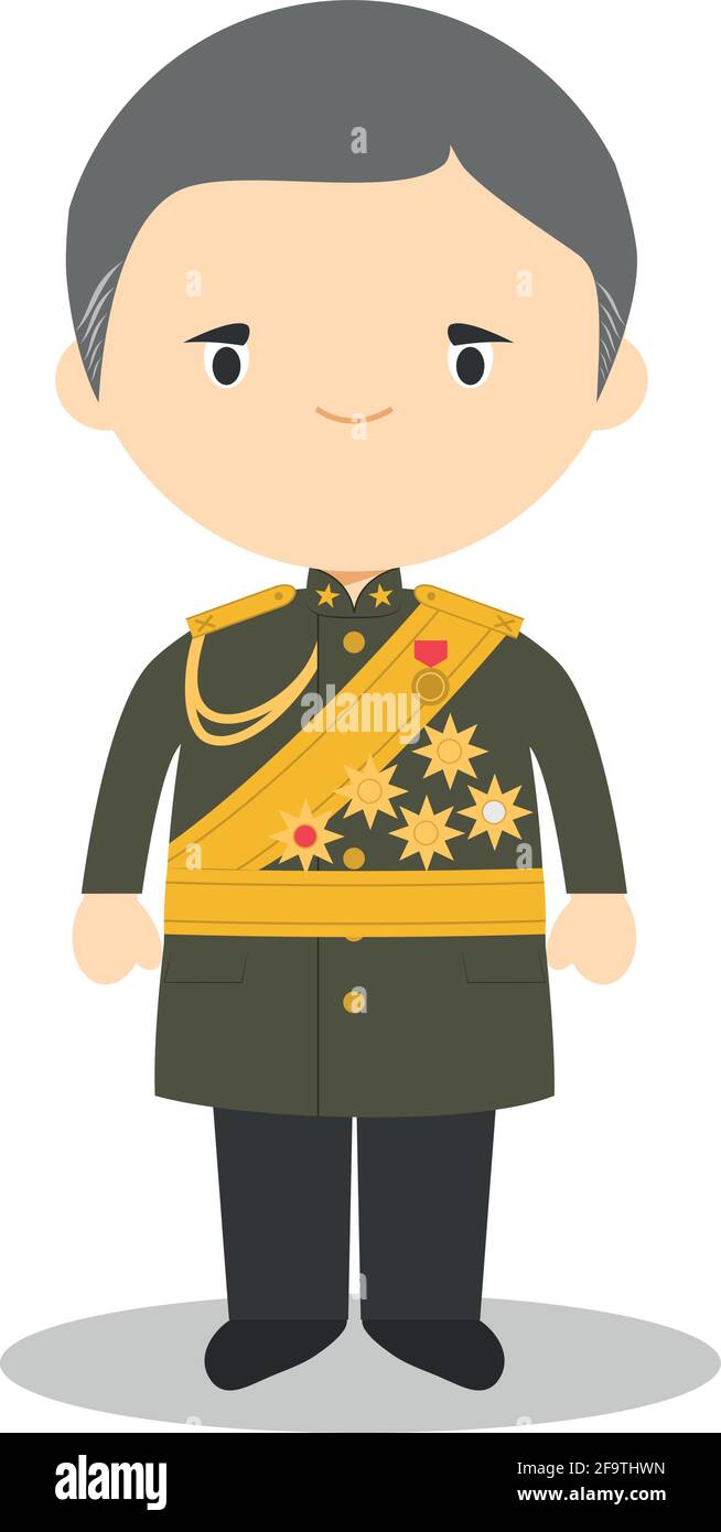 Personaggio cartoon Plaek Phibunsongkhram. Illustrazione vettoriale. Collezione Storia bambini. Illustrazione Vettoriale