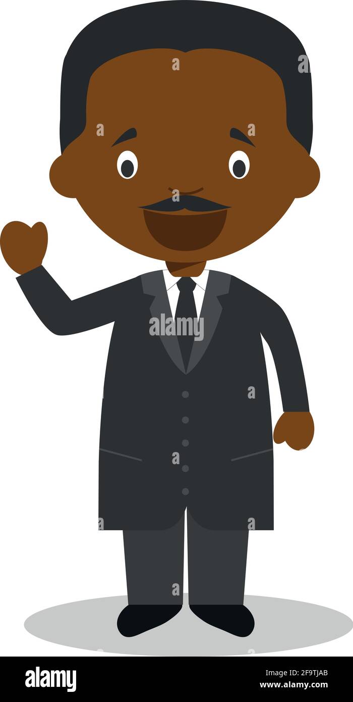 Martin Luther King Jr personaggio cartoon. Illustrazione vettoriale. Collezione Storia bambini. Illustrazione Vettoriale