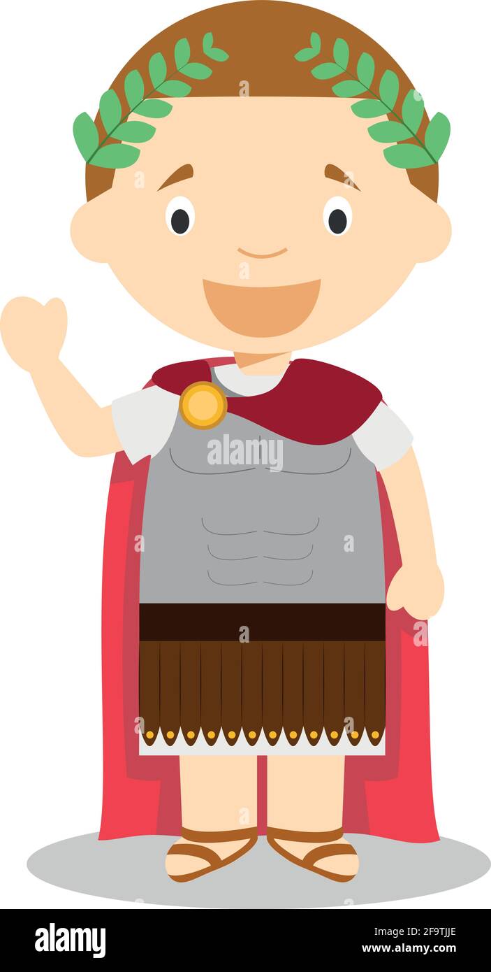 Julius Caesar personaggio cartoon. Illustrazione vettoriale. Collezione Storia bambini. Illustrazione Vettoriale